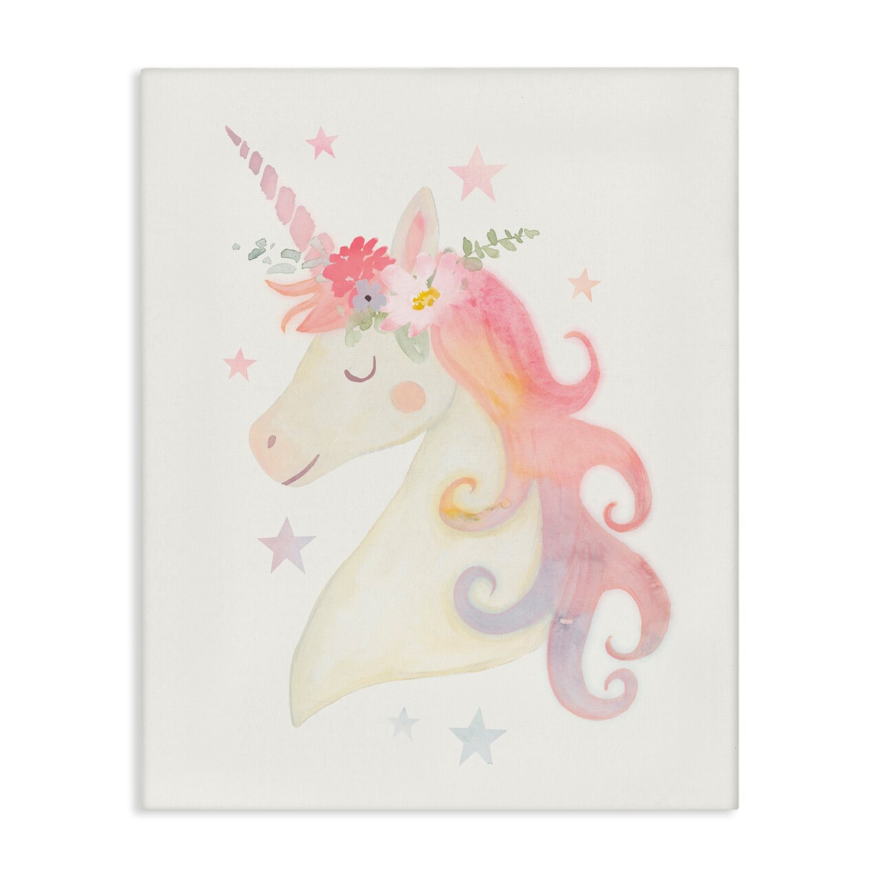 Stupell Industries Charming Unicorn Smiling Flower Crown Stars Design Canvas Design By Victoria Barnes